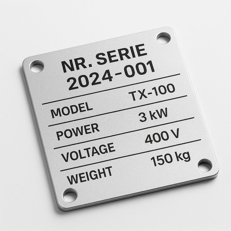 Placa identificare utilaje din aluminiu eloxat gravata laser